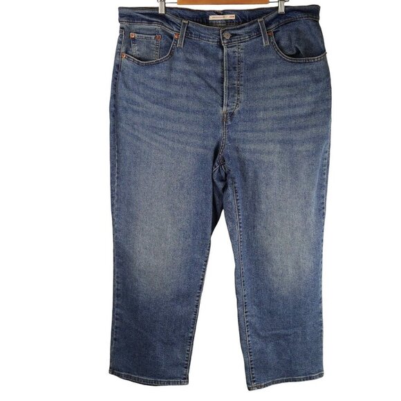 Levis Womens Ribcage Straight Ankle Jeans Size 20W Medium Wash Denim - Picture 4 of 12